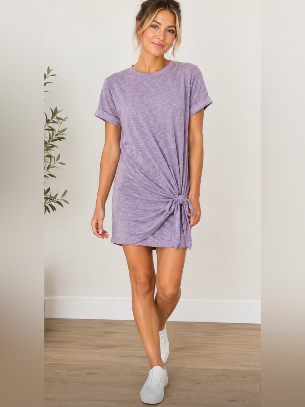 Stitch Fix Gilli Bowie  Lavender‎ Tie-Waist Knee length dress large petite NWT